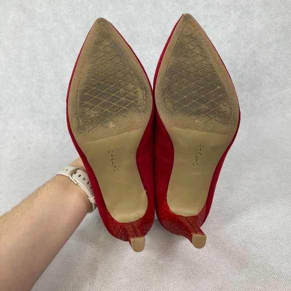 Rialto Pumps Womens Sz 6M Red Murphy Classic Point Toe Snake Heels Stiletto - Picture 4 of 7